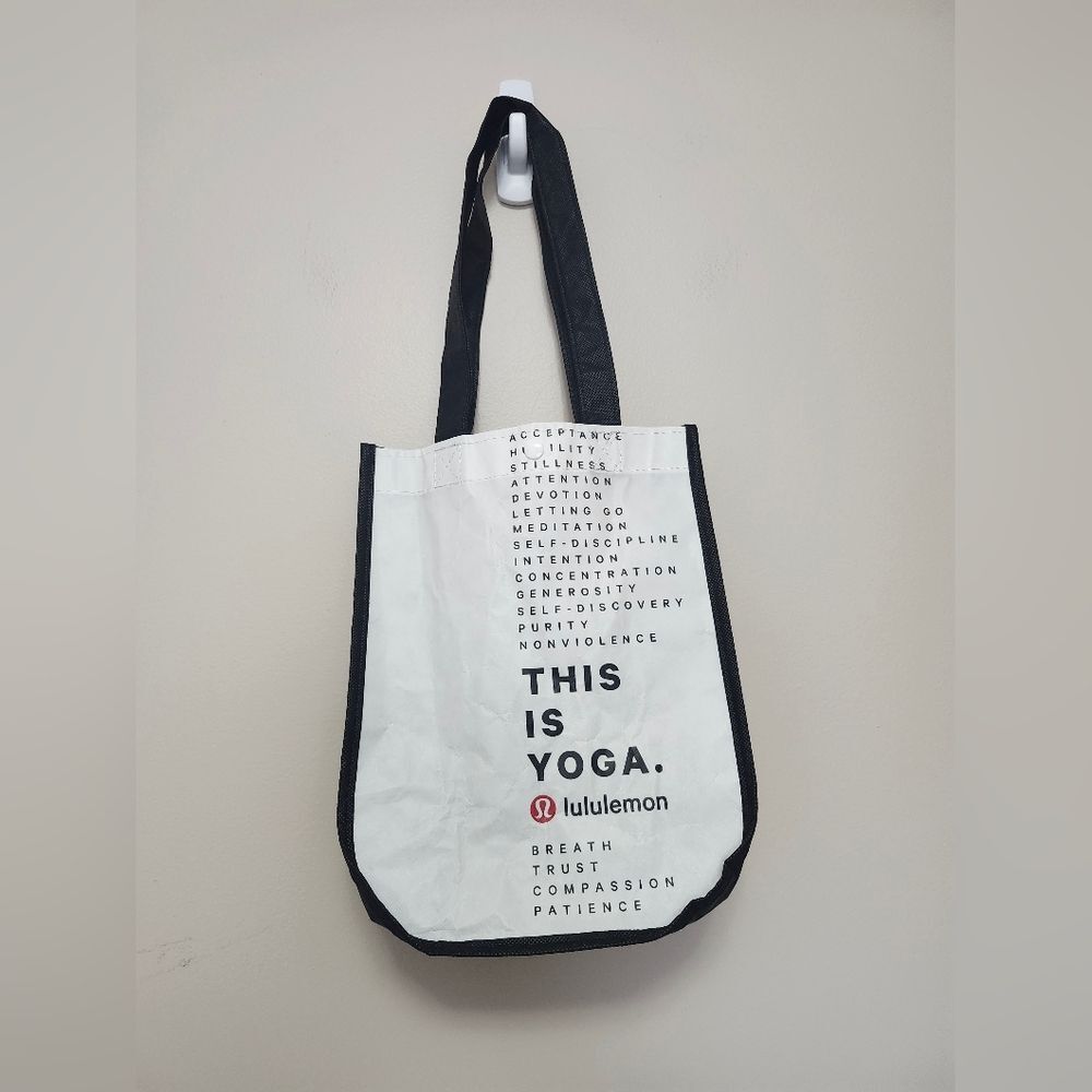 Lululemon White This is Yoga Reusable Shopping Bag